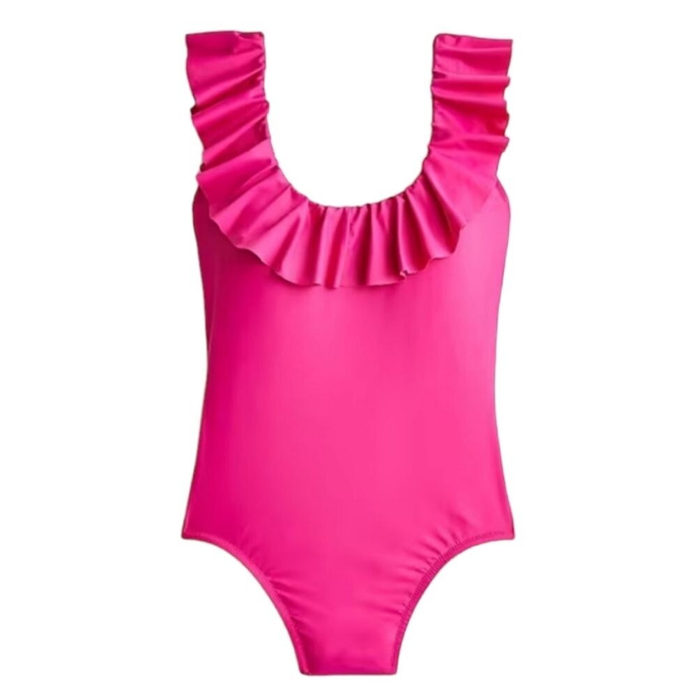 J. Crew Ruffle Scoopback One-piece Radiant Fuschia Bathing Suit NWT